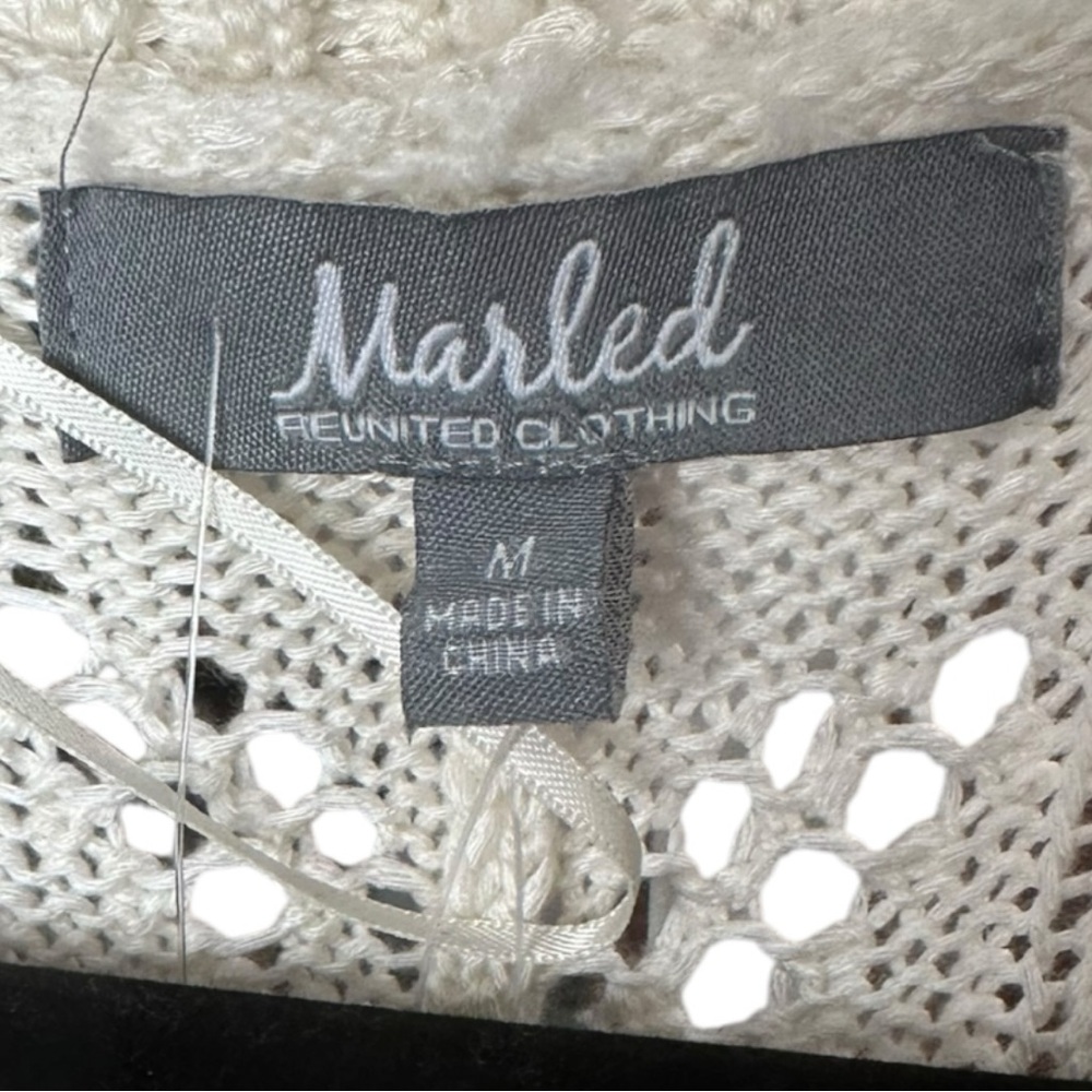 NWT Marled Cream Open-Knit Longline Cardigan Size Medium - Picture 4 of 5